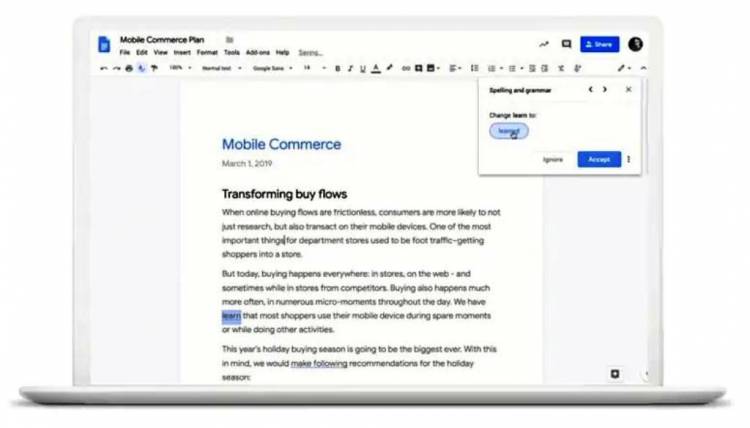 Google's G Suite Gets AI-Based Grammar Suggestions