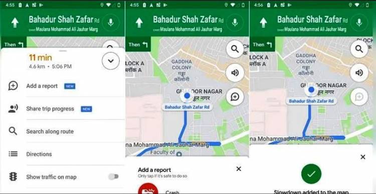 Google Maps now allow You to Report Traffic Slowdowns